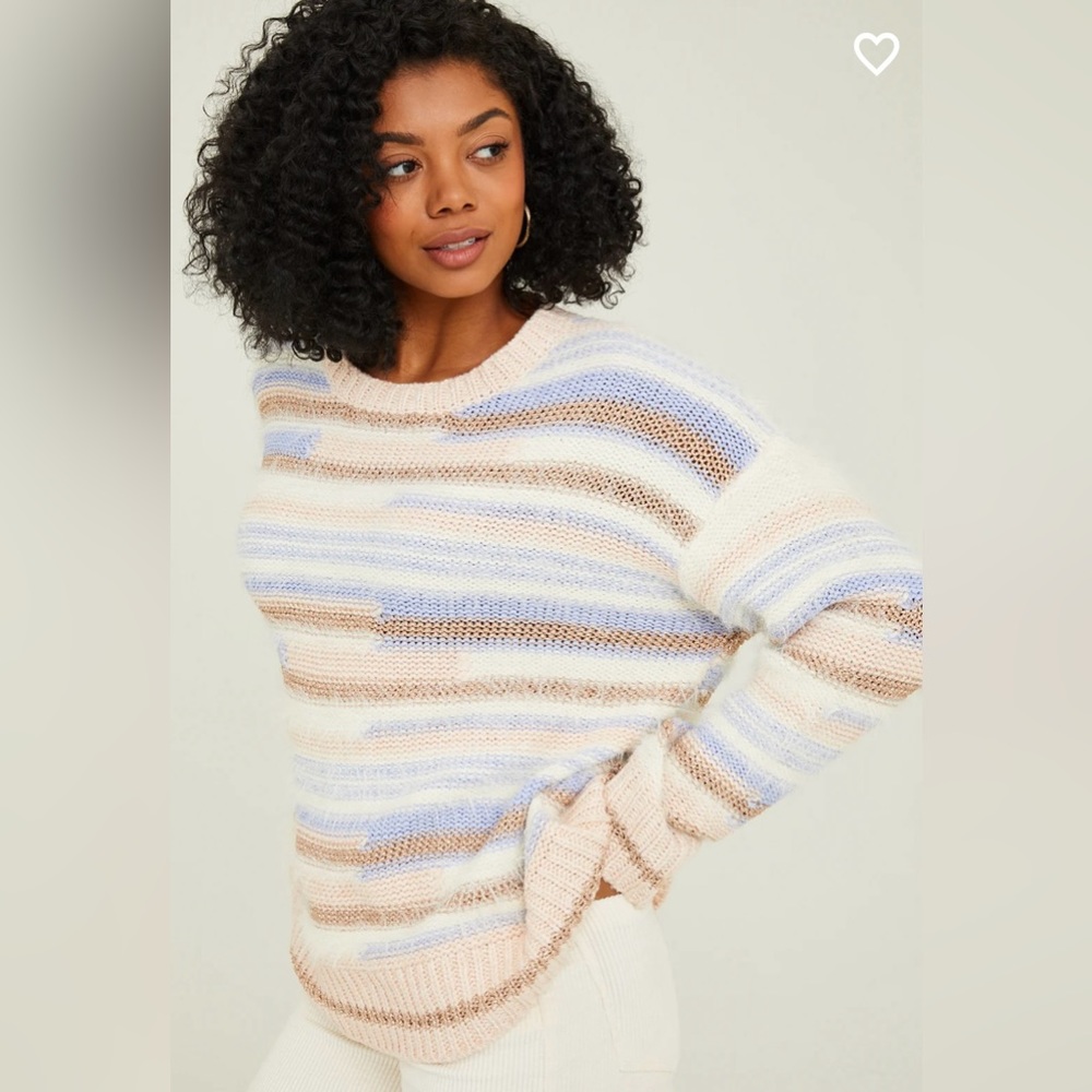 NWT Altar’d State Cecily Striped Eyelash Sweater Blush Small